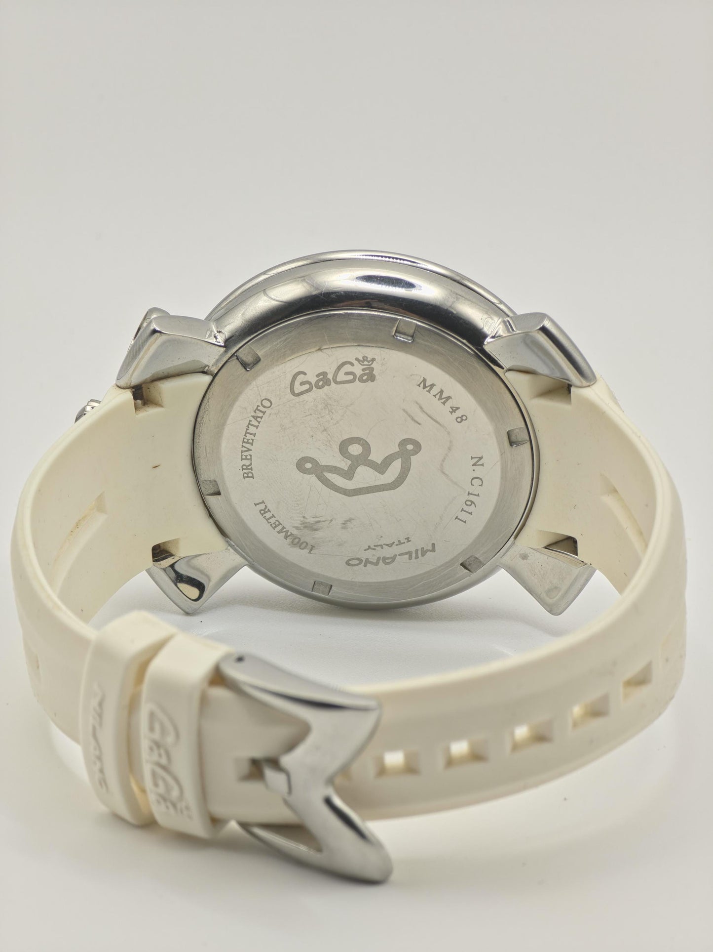 GaGa Milano MM48 Chronograph Men's Watch White Dial 48mm Oversized Case Quartz Date Display - 350