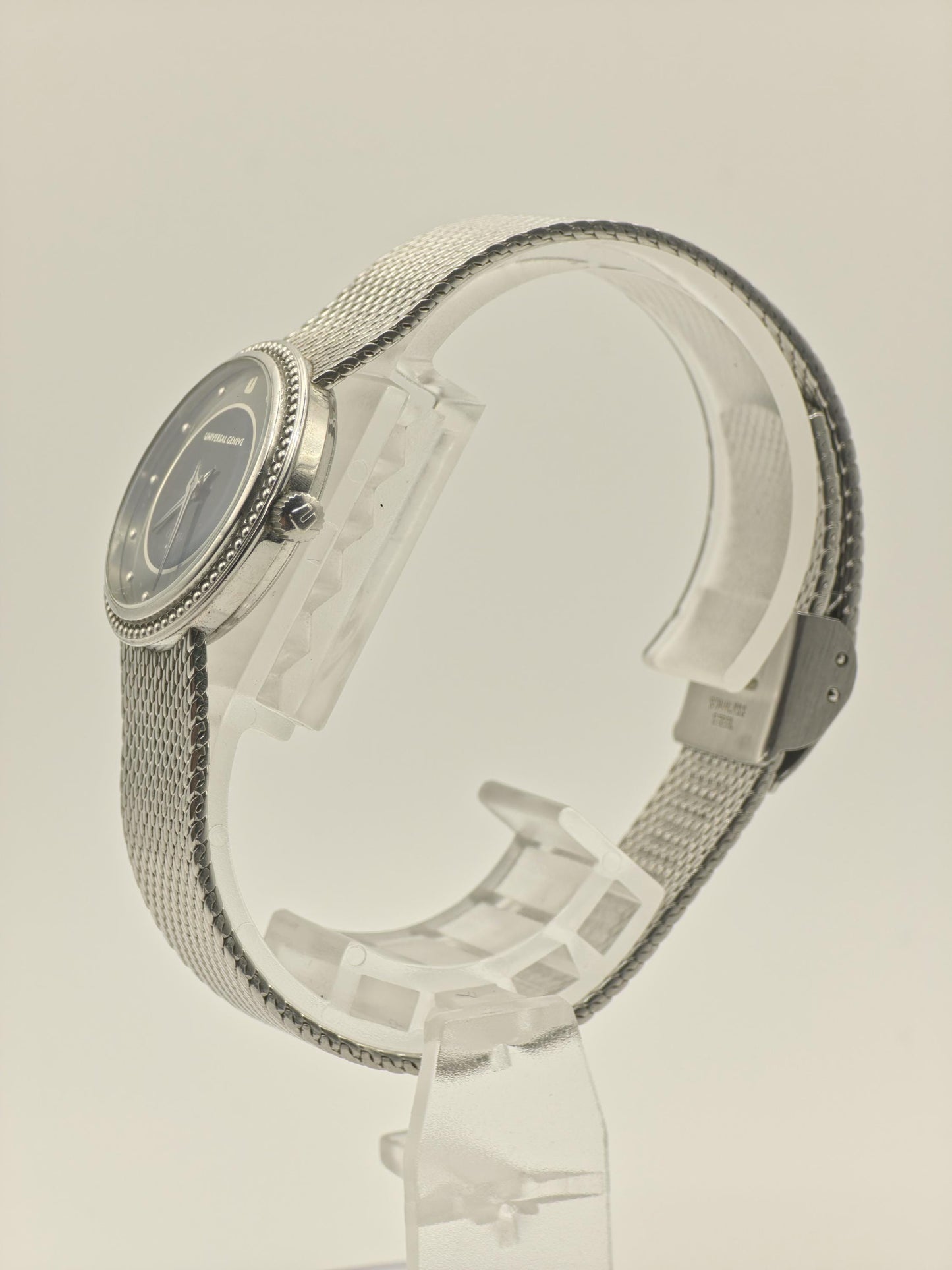 Vintage Universal Genève Women's / Unisex Watch Swiss Quartz Mesh Bracelet Silver Dial - 339