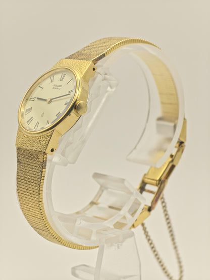 Vintage Seiko Women's Quartz Gold Tone Roman Dial Bracelet Watch Japan Made - 341