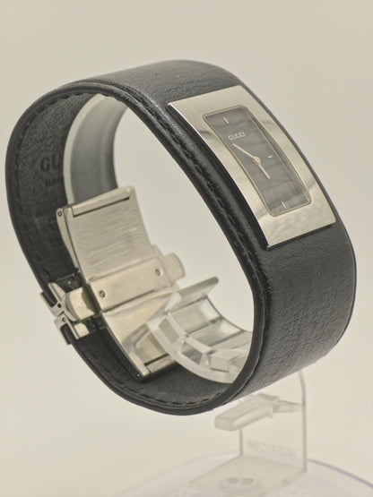 Vintage Gucci 7800L Women's Black Dial Bangle Watch Swiss Quartz Designer Timepiece - 346