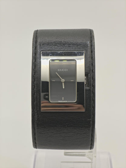 Vintage Gucci 7800L Women's Black Dial Bangle Watch Swiss Quartz Designer Timepiece - 346