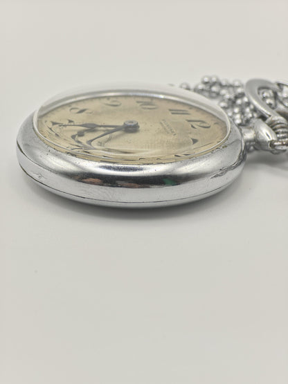 Vintage Seikosha Precision Pocket Watch Mechanical Open Face Japan Antique Timepiece Chain Included - 347