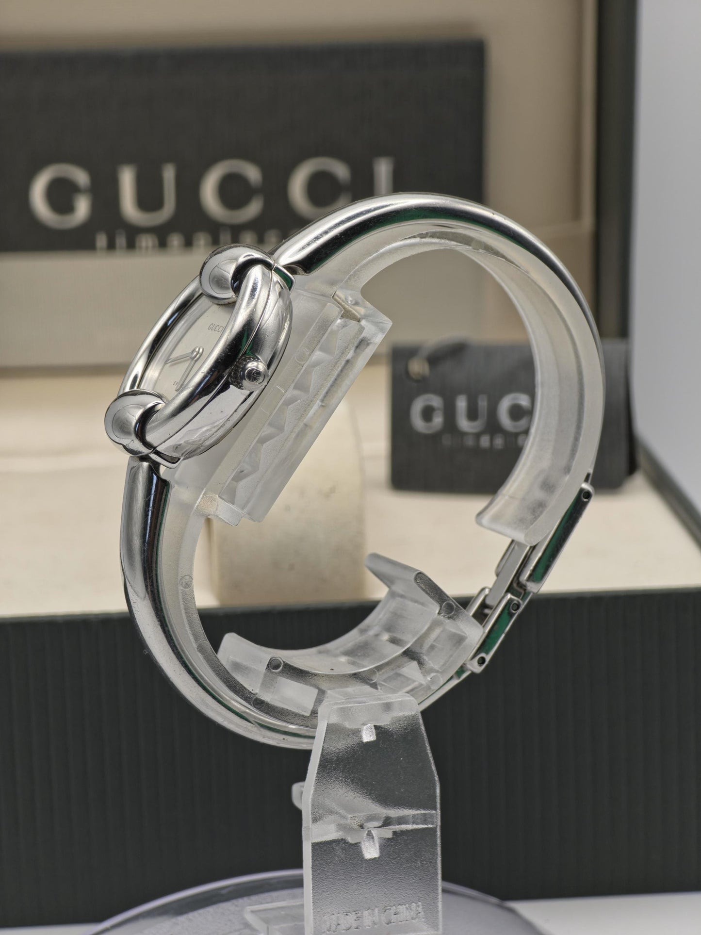 Vintage Gucci Women's Bangle Watch Swiss Quartz Original Box Warranty Card - 353