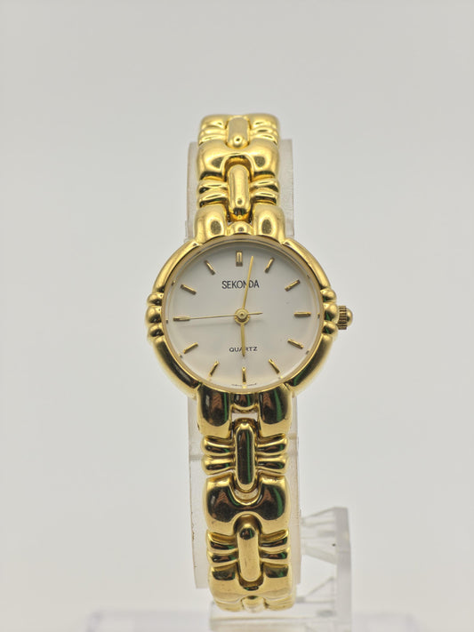 Vintage Sekonda Women's Quartz Gold Tone Bracelet Watch Classic Dress Style - 356