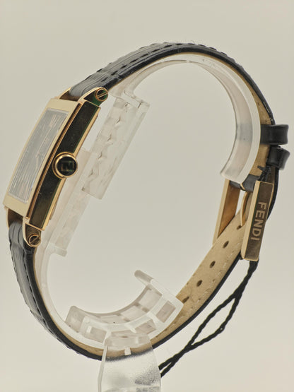 Vintage Fendi Orologi Unisex Quartz Watch Black Dial Gold Tone Case Date - 357