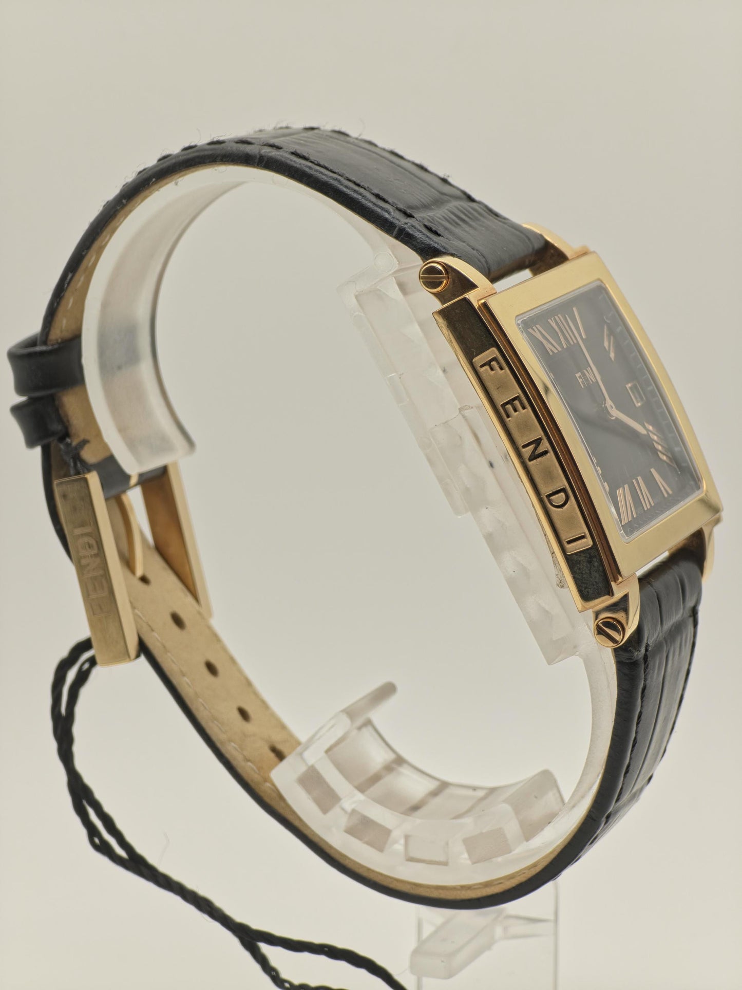 Vintage Fendi Orologi Unisex Quartz Watch Black Dial Gold Tone Case Date - 357