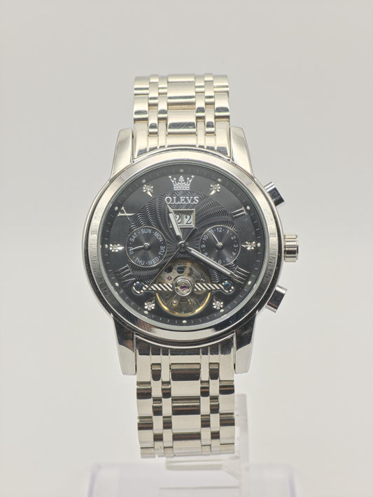 OLEVS Automatic Men's Watch Open Heart Day Date Stainless Steel - 358