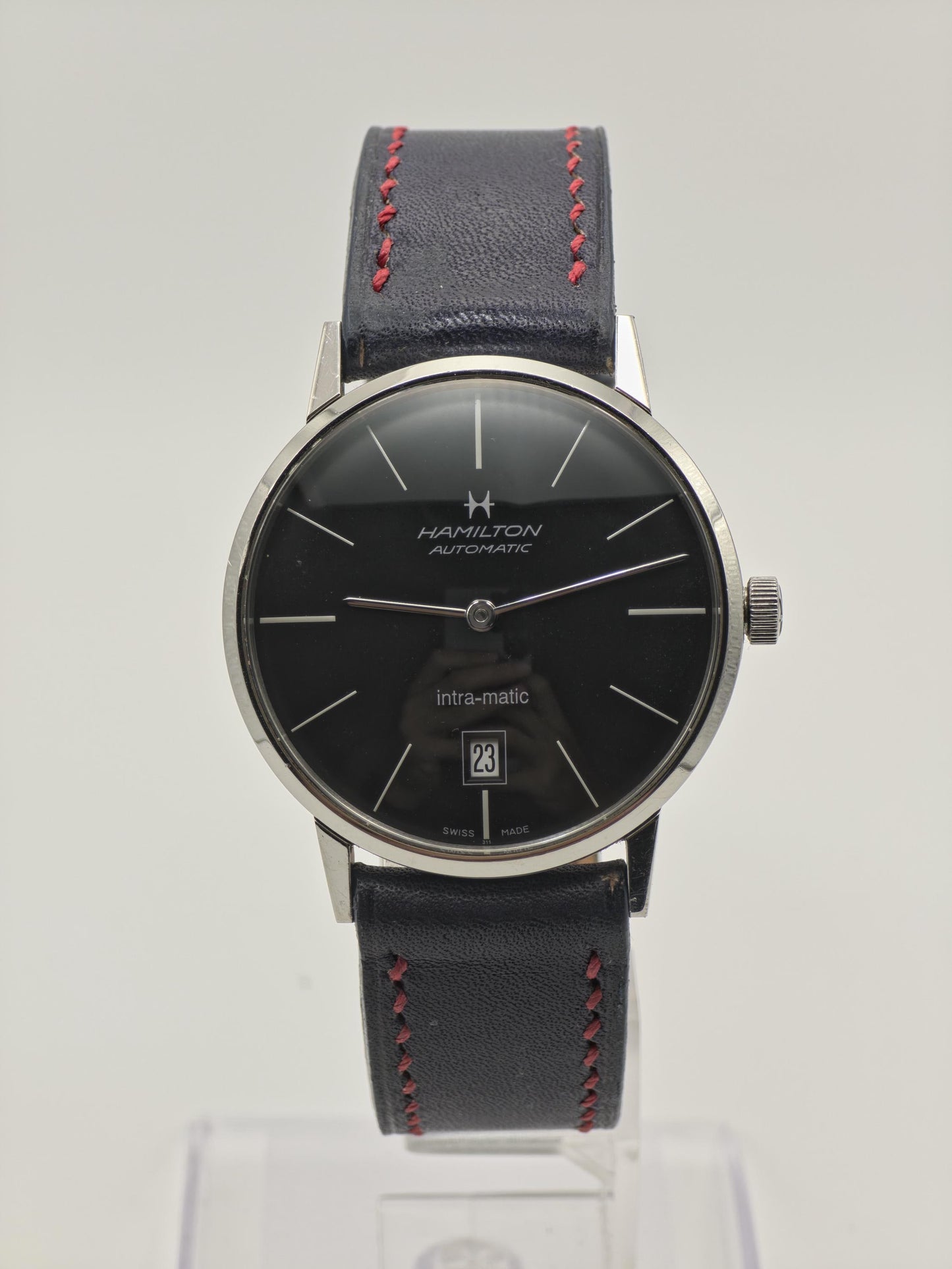Hamilton Intra-Matic Automatic Men's Watch Black Dial Swiss Date Vintage Style - 360
