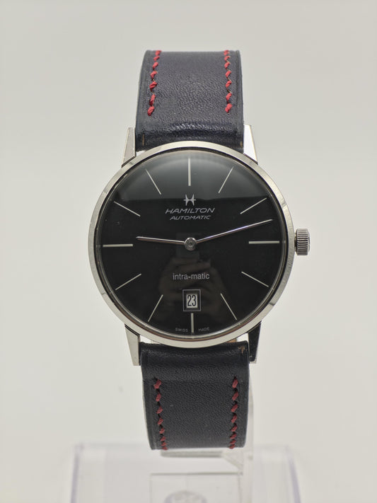 Hamilton Intra-Matic Automatic Men's Watch Black Dial Swiss Date Vintage Style - 360