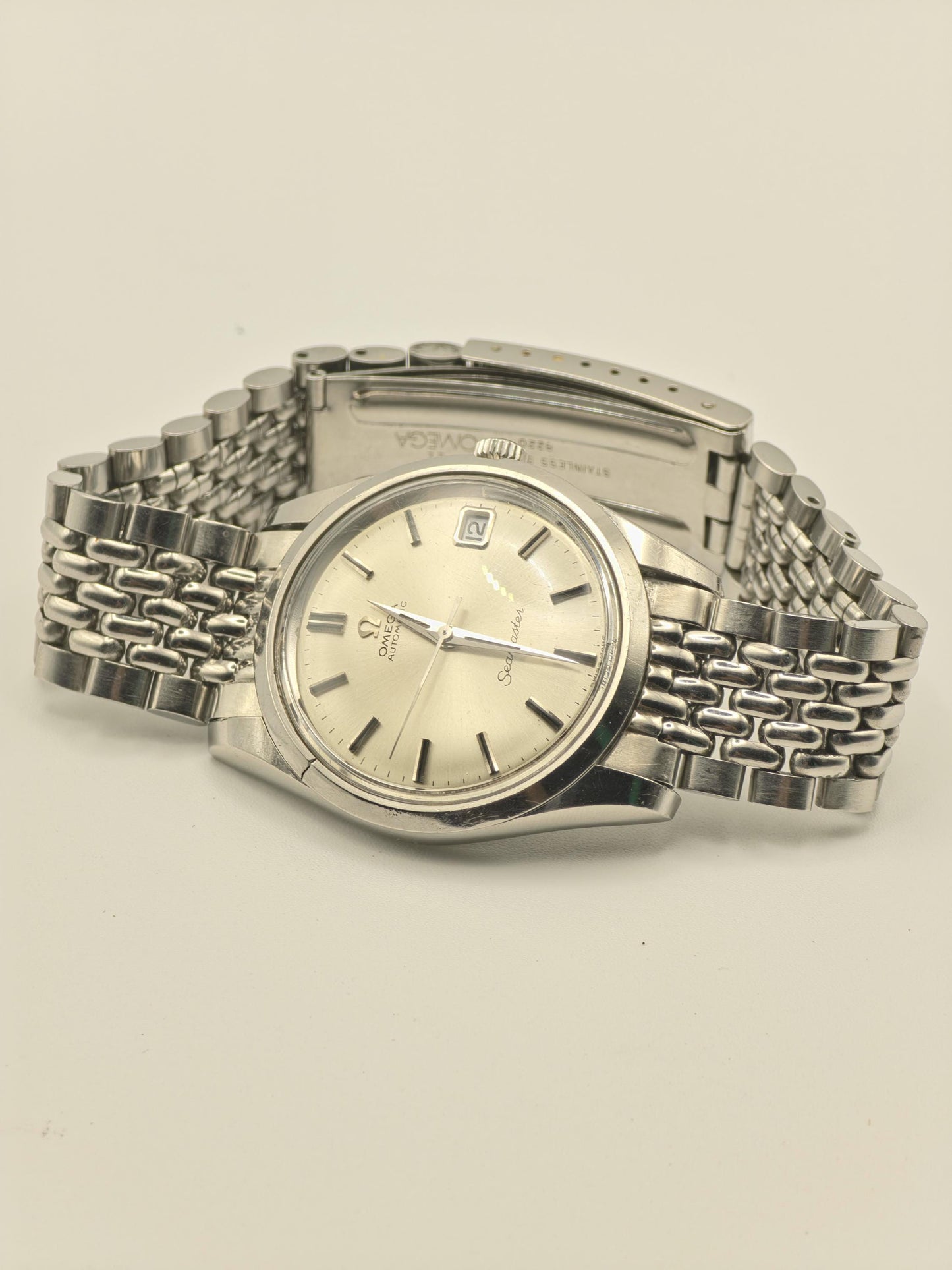 Vintage Omega Seamaster Automatic Men's Watch Silver Dial Date Stainless Steel - 361