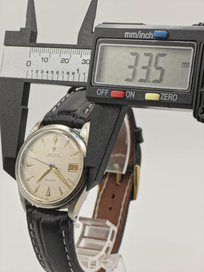 Vintage Rolex Oysterdate Precision Men's Watch Silver Dial Date Manual Wind Swiss - 362