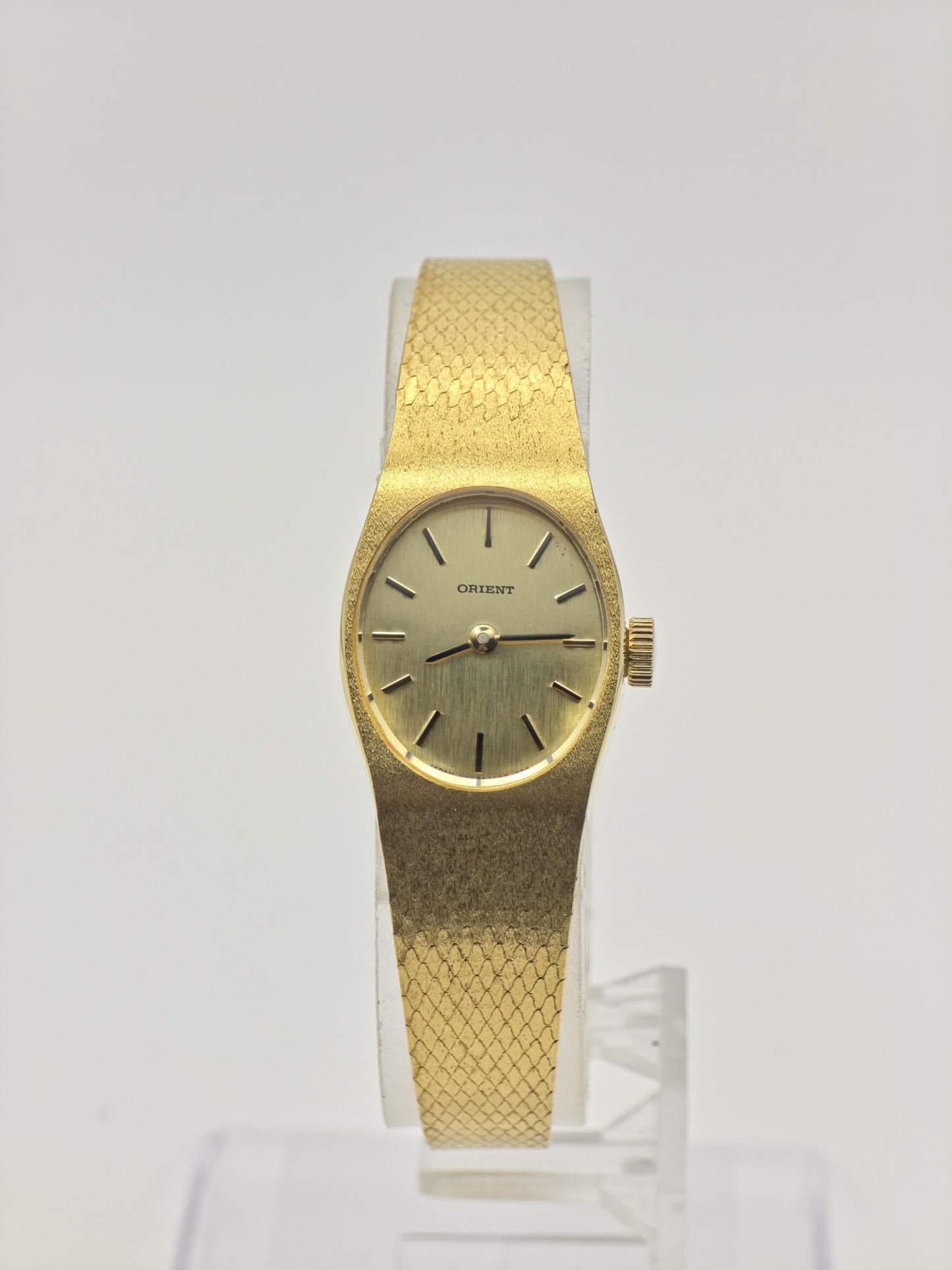 Vintage Orient Women's Watch Gold Tone Bracelet Champagne Dial Quartz Japan - 365
