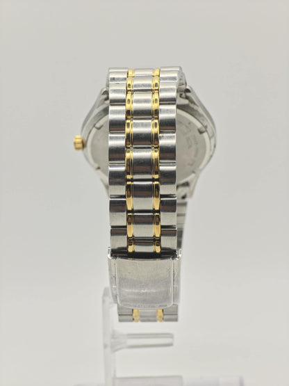 Vintage Seiko Sports 50 Day-Date Quartz Men's Watch Black Dial Two-Tone - 368