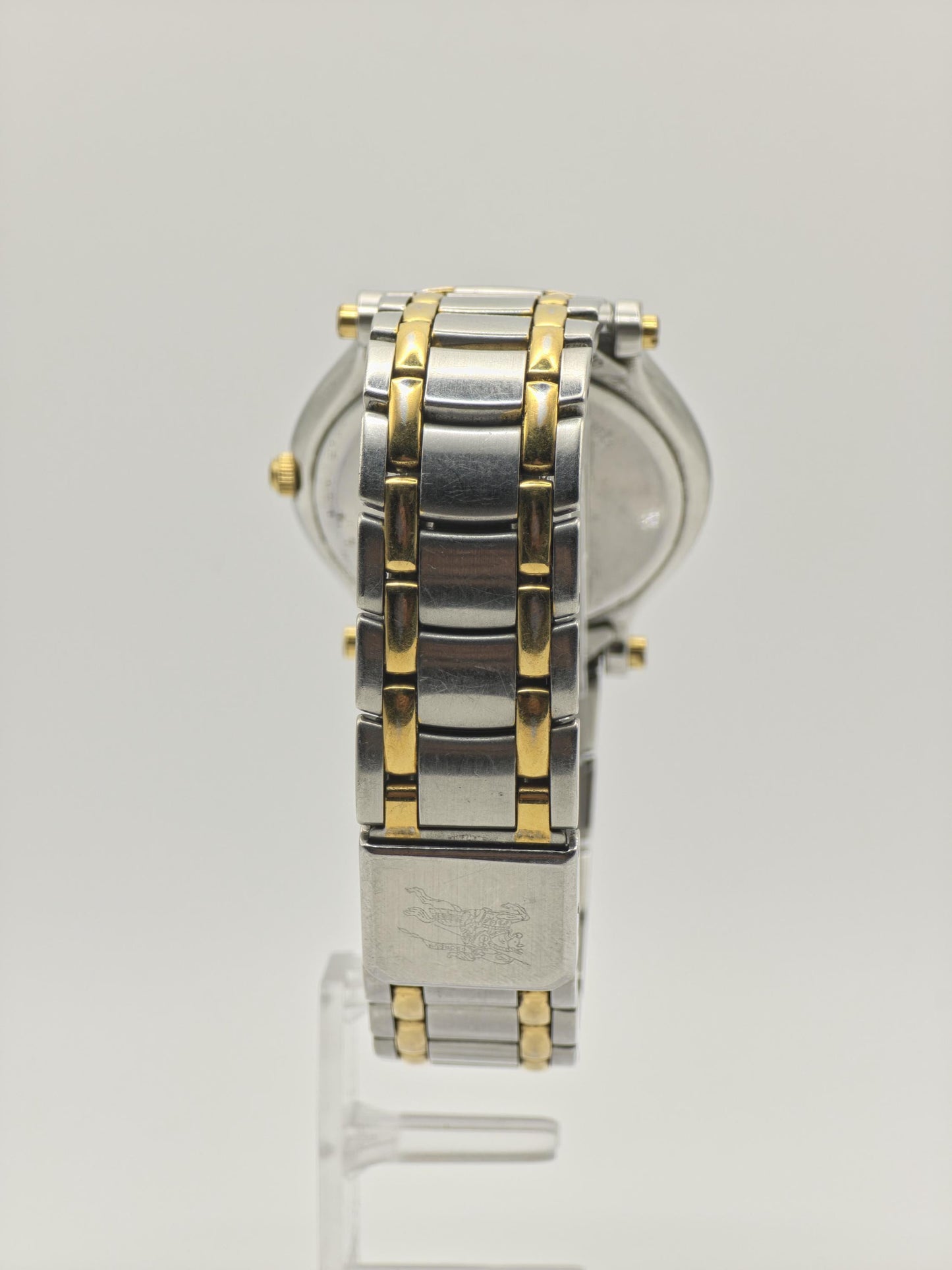 Vintage Burberrys of London Quartz Men's Watch Gold Dial Two-Tone Bracelet Swiss - 369