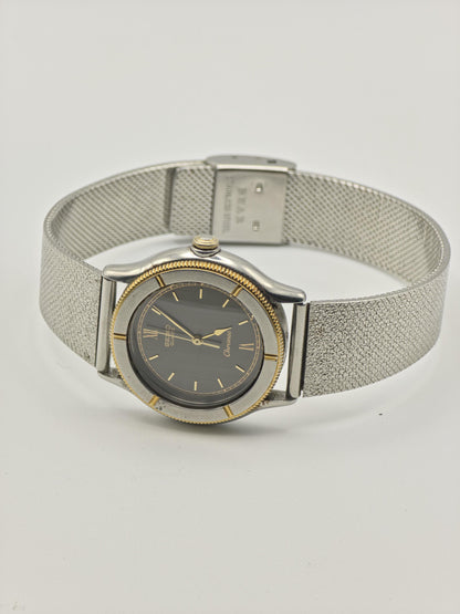 Vintage Seiko Chronos Quartz Men's / Unisex Watch Black Dial Textured - 372