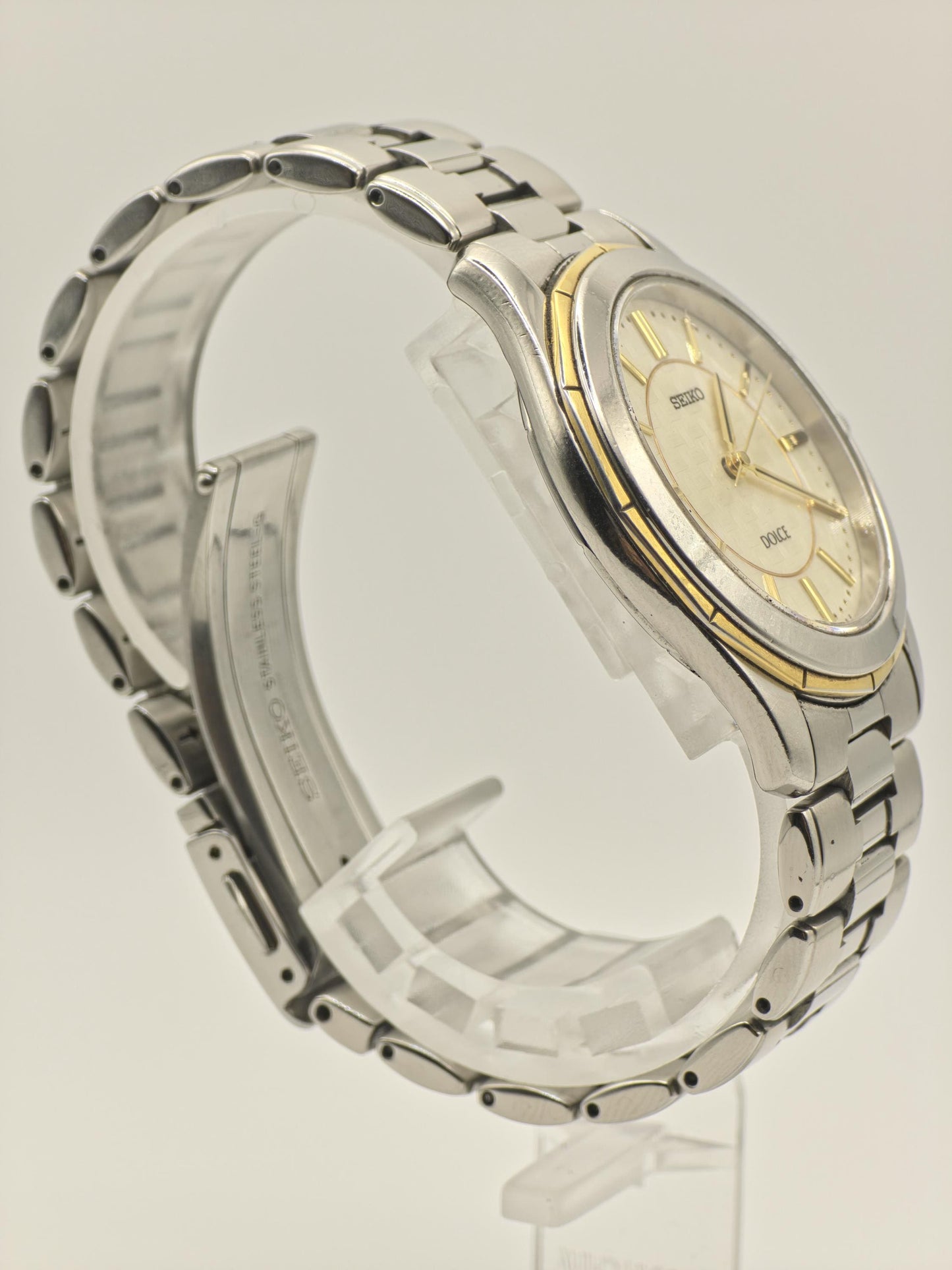 Vintage Seiko Dolce Quartz Men's Watch Silver Dial Stainless Steel Bracelet -373