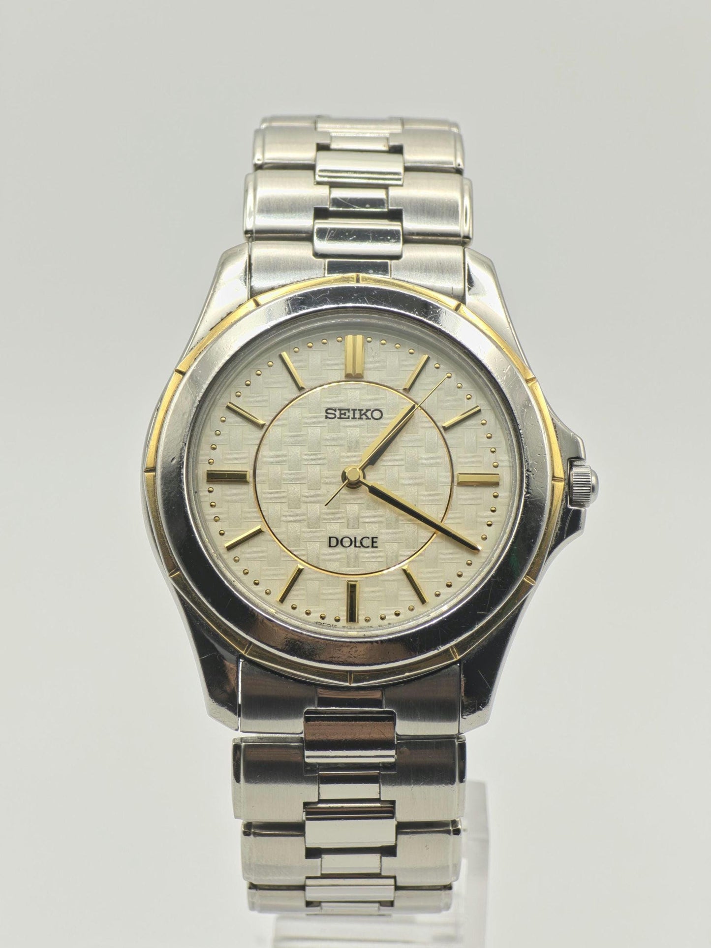 Vintage Seiko Dolce Quartz Men's Watch Silver Dial Stainless Steel Bracelet -373