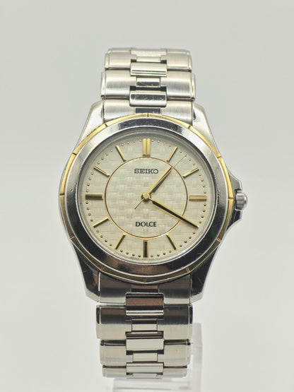Vintage Seiko Dolce Quartz Men's Watch Silver Dial Stainless Steel Bracelet -373