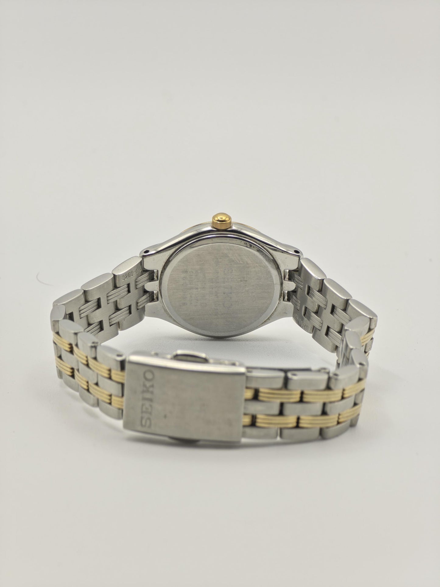 Vintage Seiko Solar Women's Two Tone Quartz Watch Mother of Pearl Dial Japan - 376