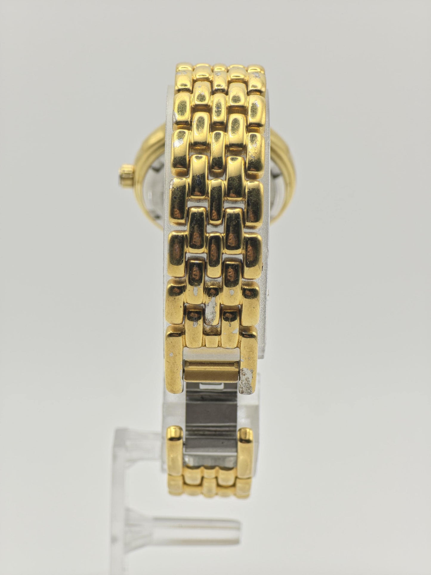 Vintage Elgin Quartz Women's Gold Tone Bracelet Watch Crystal Hour Markers- 378