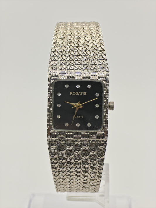 Vintage Rogatis Quartz Men's Bracelet Watch Black Dial Couple Set Model - 380