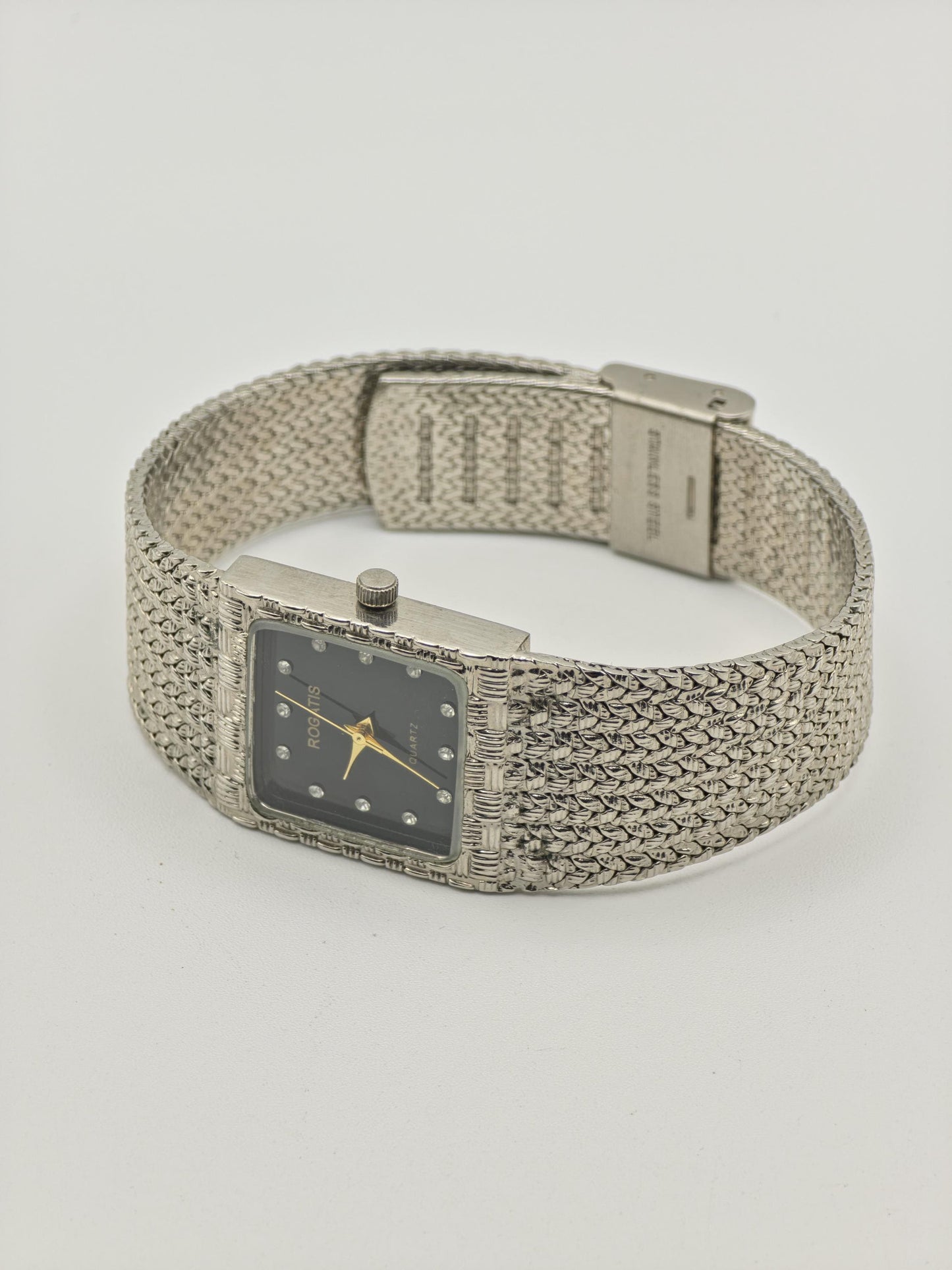 Vintage Rogatis Quartz Men's Bracelet Watch Black Dial Couple Set Model - 380