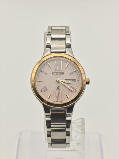 Vintage Citizen XC Women's Quartz Two-Tone Pink Dial Stainless Steel Watch - 382