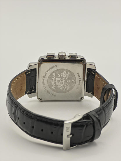 Vintage Hamilton Men's Chronograph Quartz Silver Dial Rectangular Swiss - 386