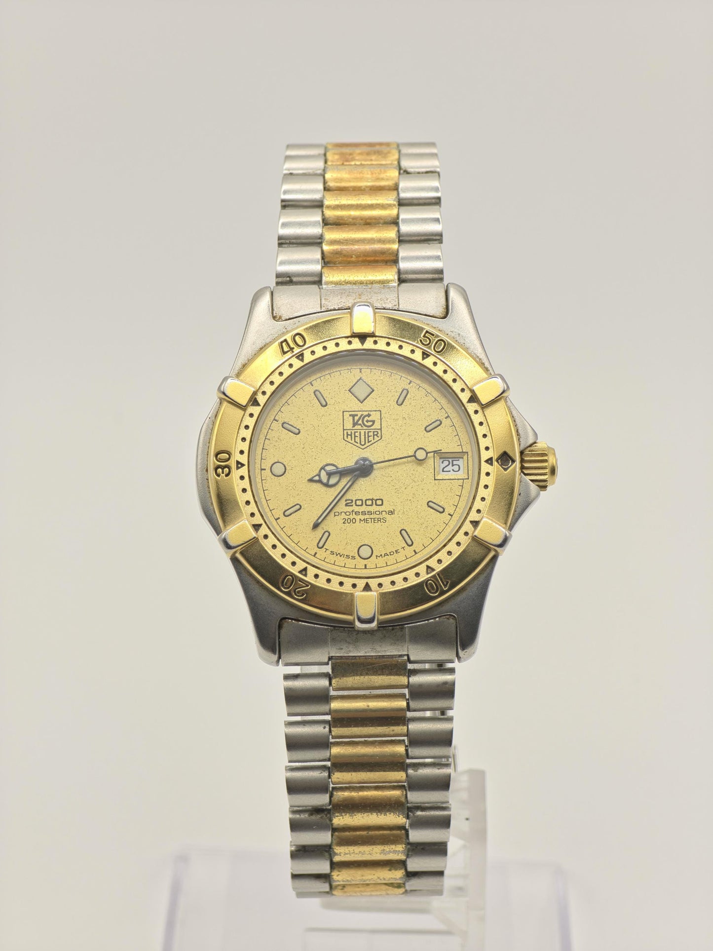 Vintage TAG Heuer 2000 Professional 200M Unisex Quartz Two-Tone Diver Watch Swiss - 387