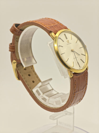Vintage Omega De Ville Men's Manual Wind Dress Watch Gold Tone Silver Dial Swiss Made - 388