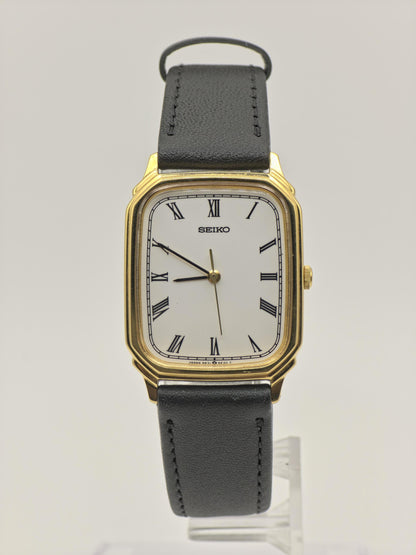 Vintage Seiko Women's / Unisex Quartz Roman Dial Gold Tone Dress Watch - 389