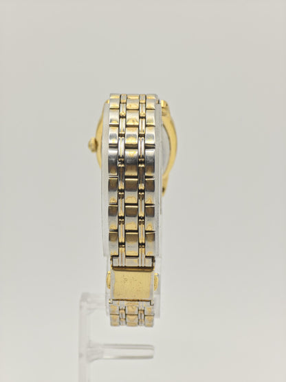 Vintage Seiko Women's Quartz Oval White Dial Two-Tone Dress Watch - 391