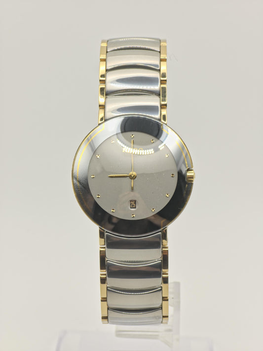 Vintage Rado DiaStar Quartz Black Dial Two-Tone Men's Dress Watch Date - 392