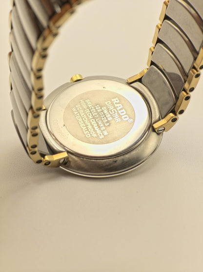 Vintage Rado DiaStar Quartz Black Dial Two-Tone Men's Dress Watch Date - 392