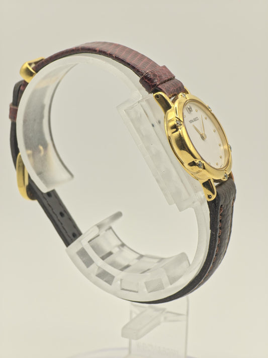 Vintage Nina Ricci Women's Quartz Gold Tone White Dial Crystal Dress Watch - 401