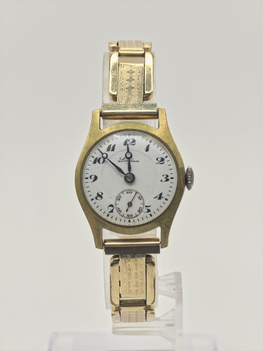 Vintage Longines Women's Mechanical Gold Tone Enamel Dial Small Seconds Wrist Watch - 405