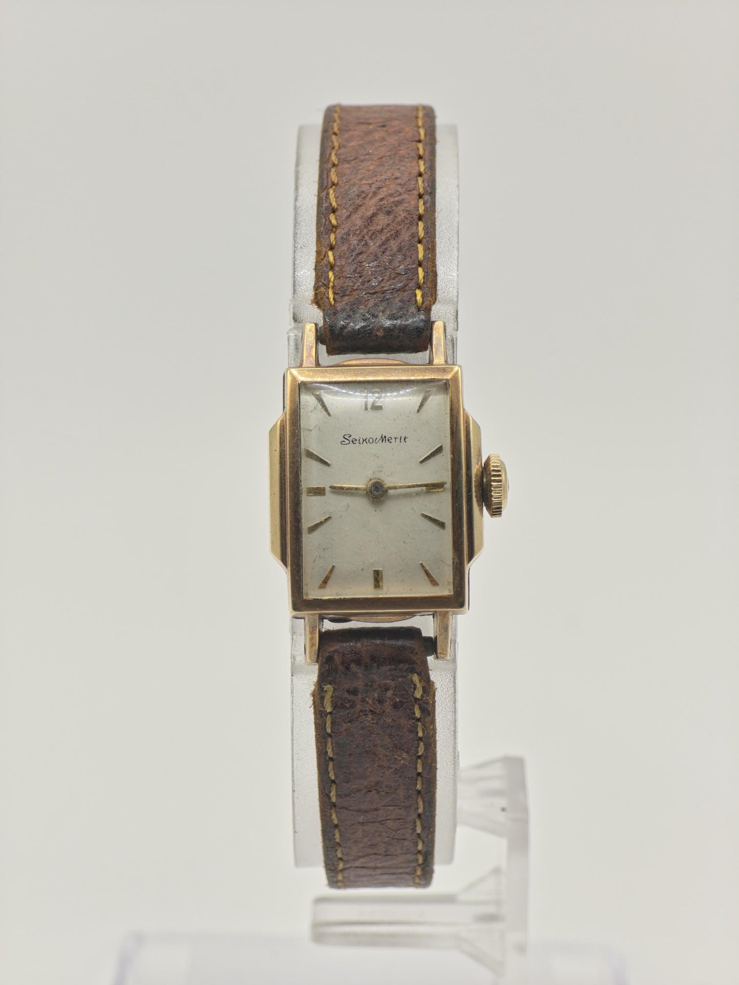 Vintage Seiko Merit Women's Manual Wind Gold Tone Rectangular Dress Watch - 407