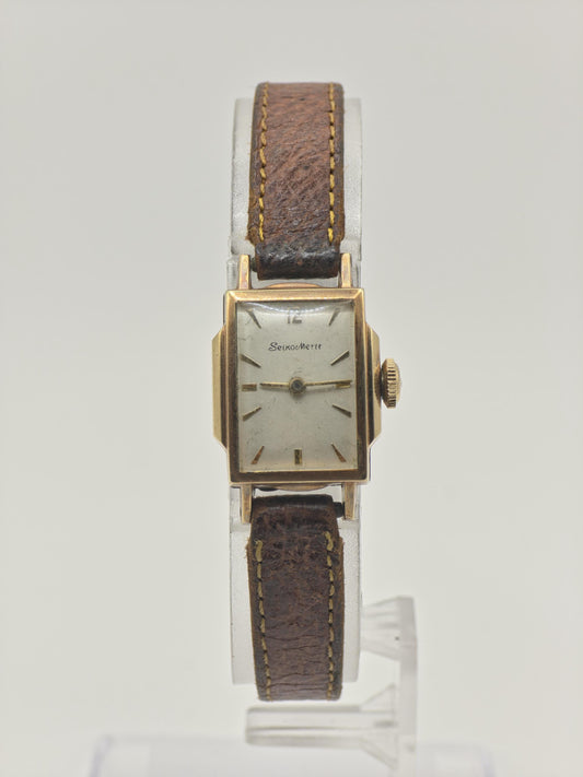 Vintage Seiko Merit Women's Manual Wind Gold Tone Rectangular Dress Watch - 407