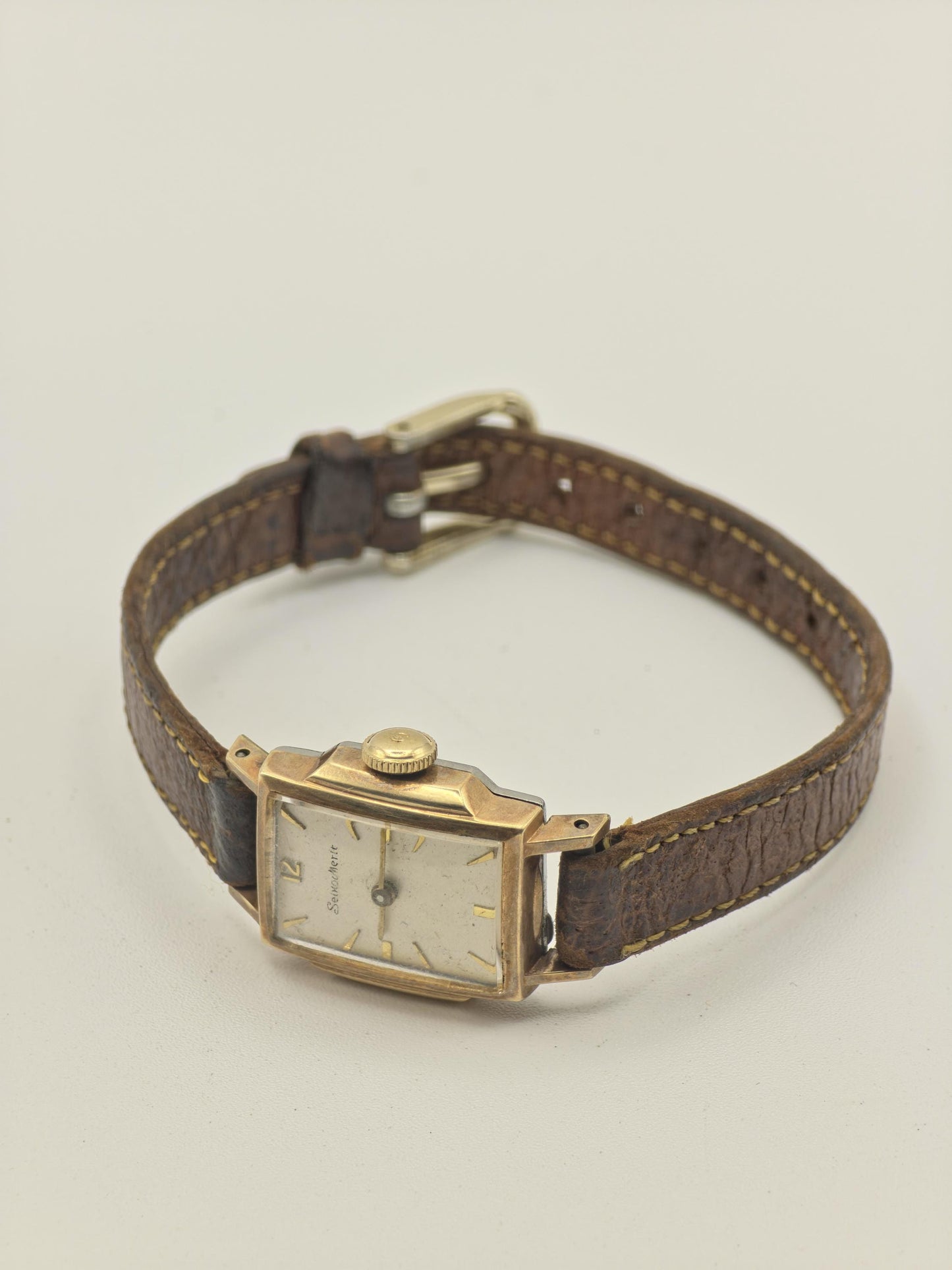 Vintage Seiko Merit Women's Manual Wind Gold Tone Rectangular Dress Watch - 407