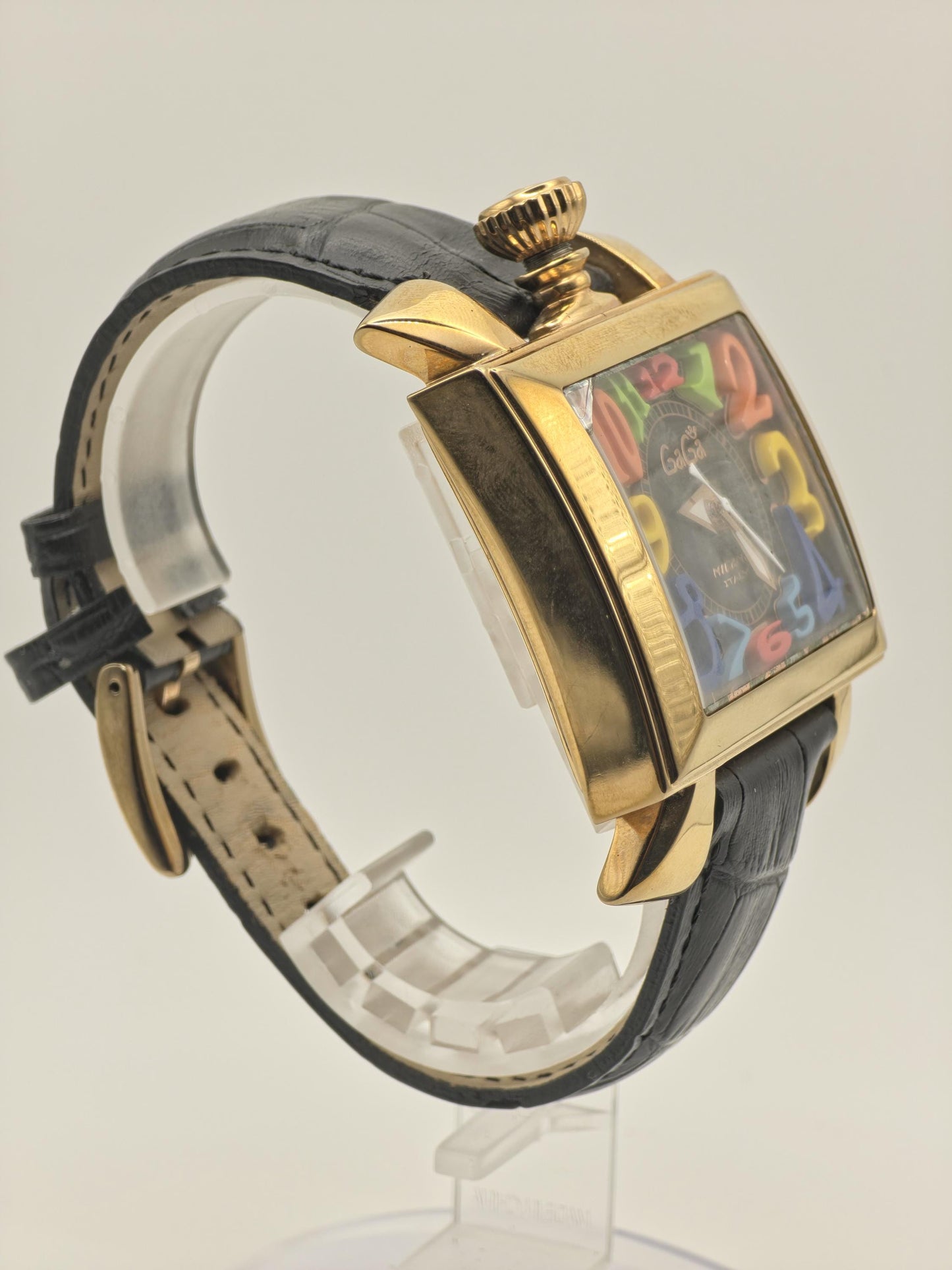 Vintage GaGa Milano Napoleone Automatic Gold Tone Men's Watch Black Dial - 410