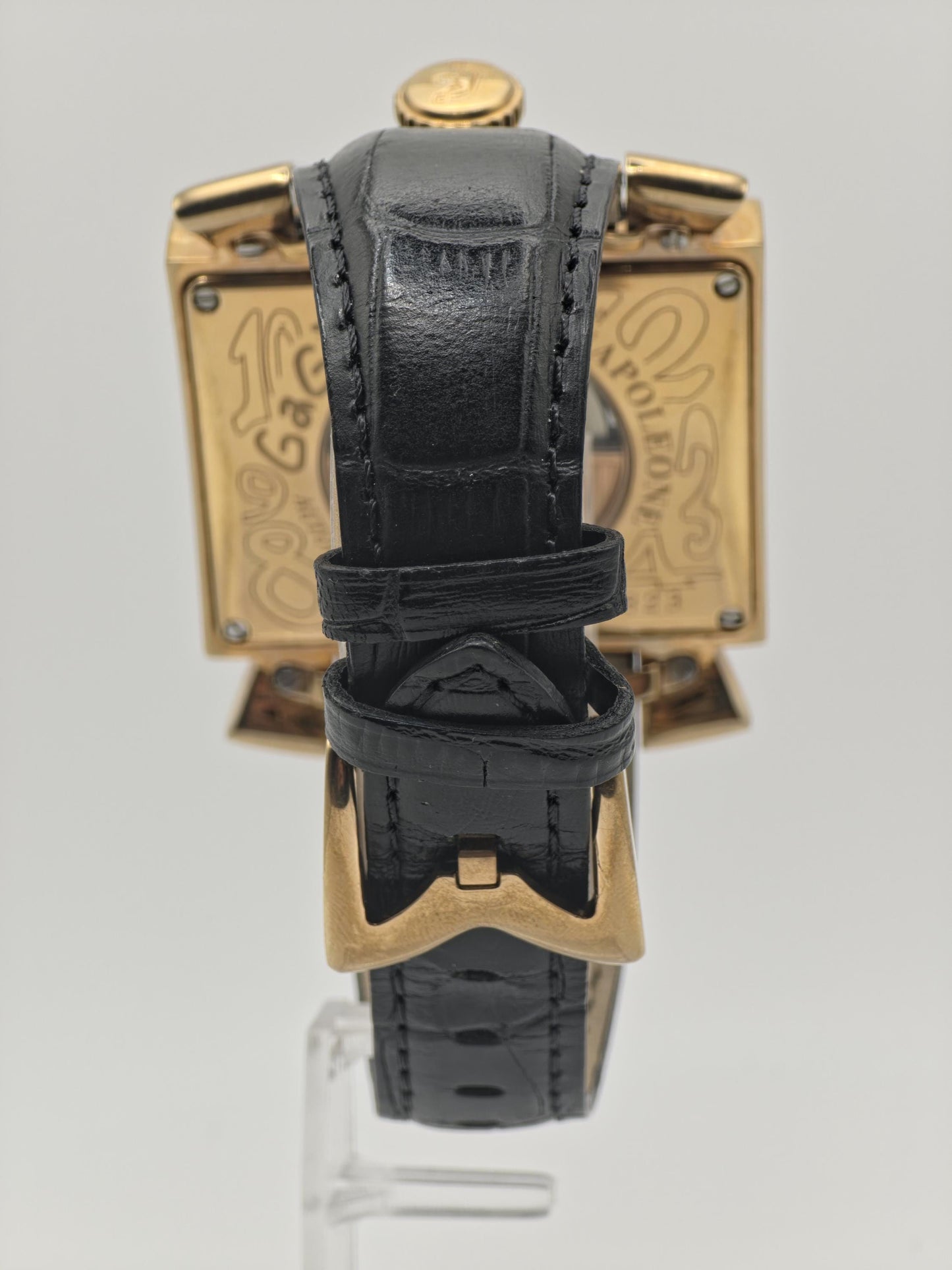 Vintage GaGa Milano Napoleone Automatic Gold Tone Men's Watch Black Dial - 410