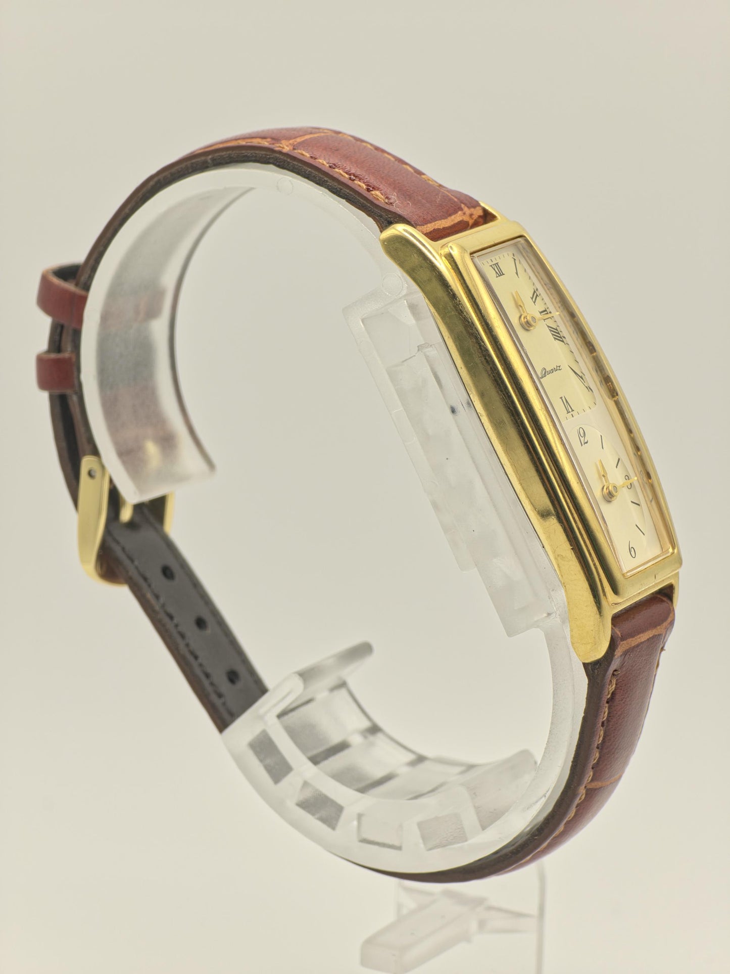 Vintage Noevir Dual Time Quartz Gold Tone Women's Dress Watch Japan - 411