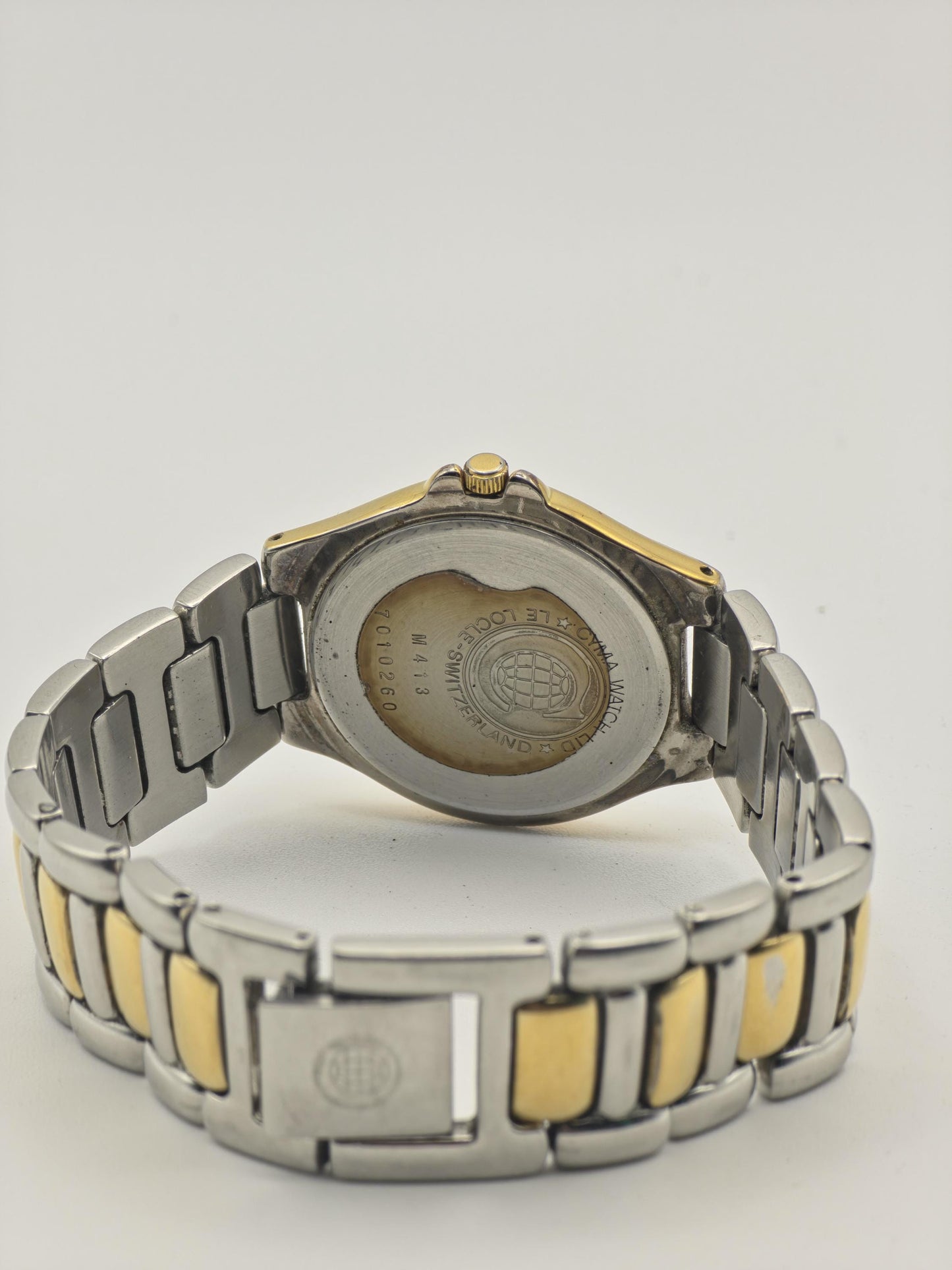 Vintage Cyma Sealord Men's/Unisex Quartz Two-Tone Blue Dial Swiss Watch - 413