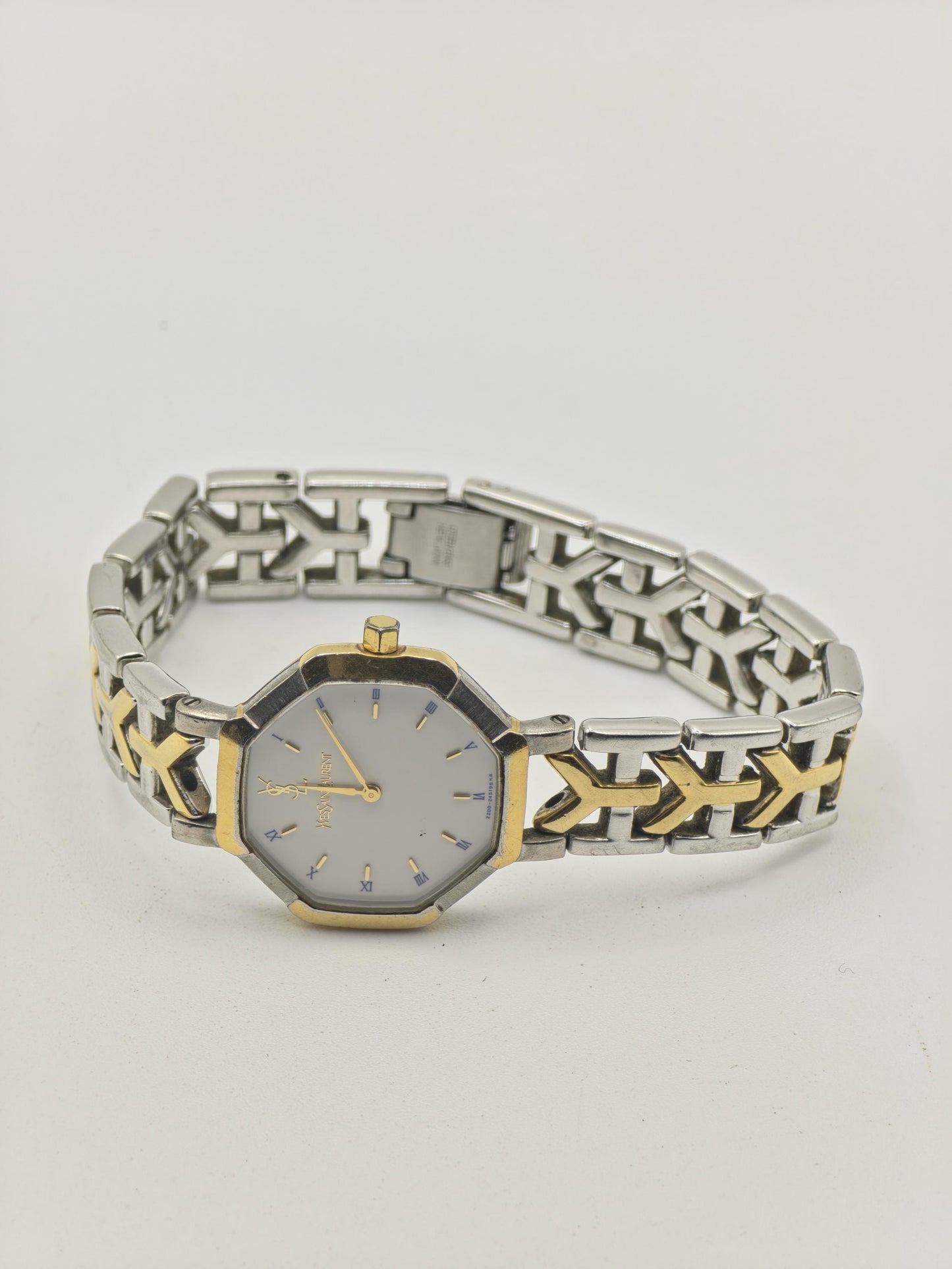 Vintage Yves Saint Laurent Women's Two-Tone Quartz Dress Watch White Dial Bracelet - 419