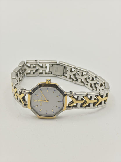 Vintage Yves Saint Laurent Women's Two-Tone Quartz Dress Watch White Dial Bracelet - 419