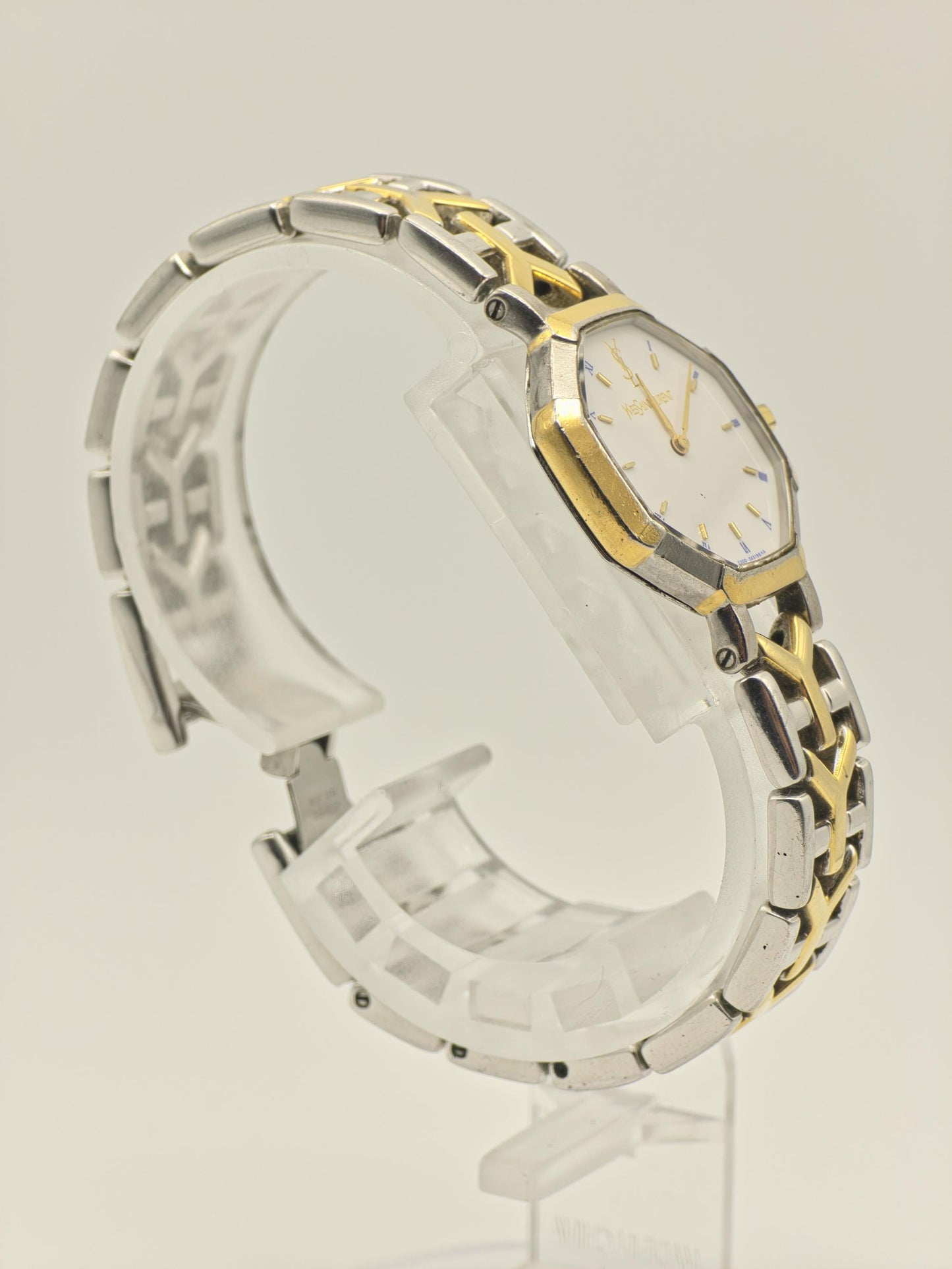 Vintage Yves Saint Laurent Women's Two-Tone Quartz Dress Watch White Dial Bracelet - 419
