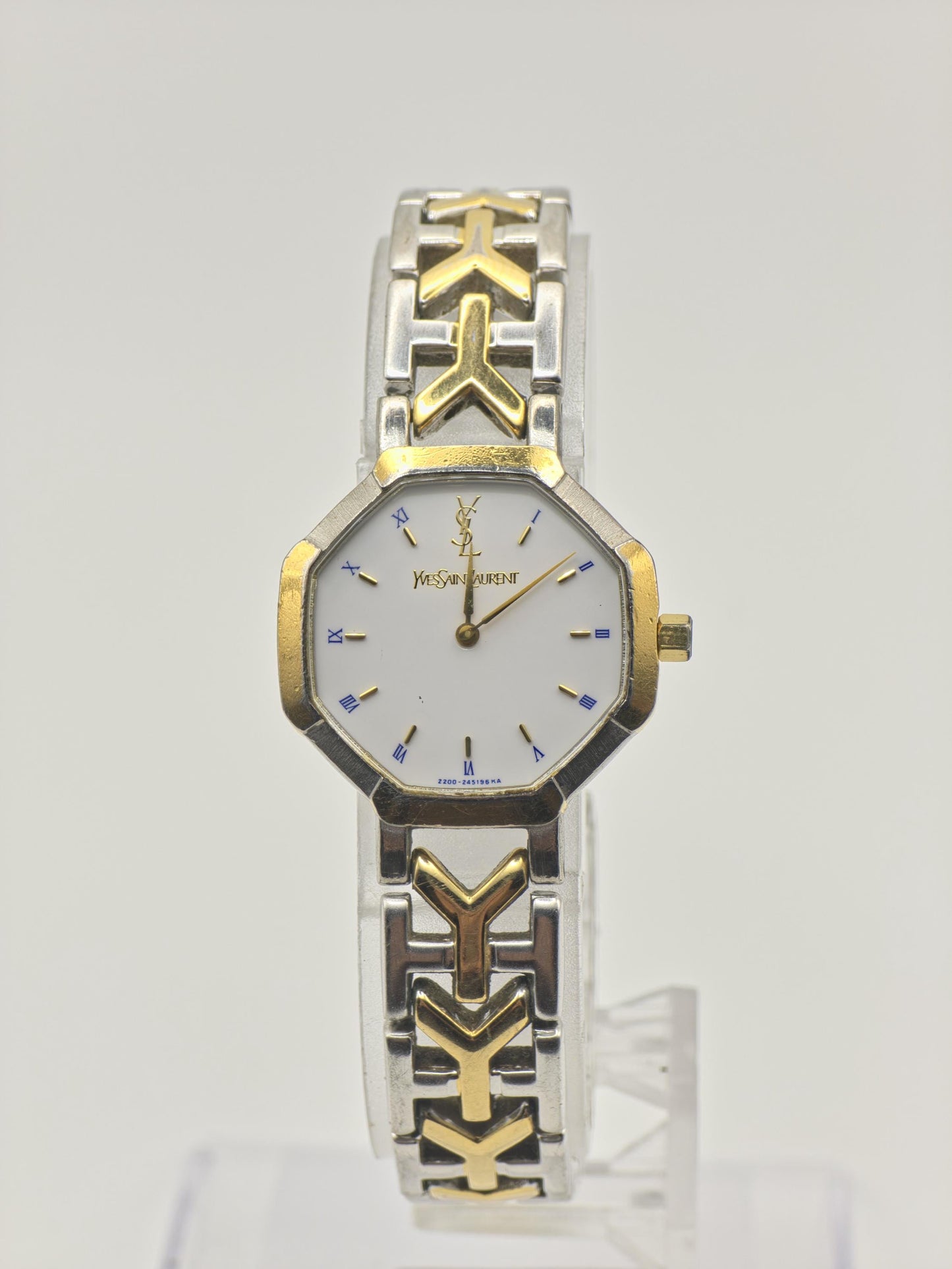 Vintage Yves Saint Laurent Women's Two-Tone Quartz Dress Watch White Dial Bracelet - 419