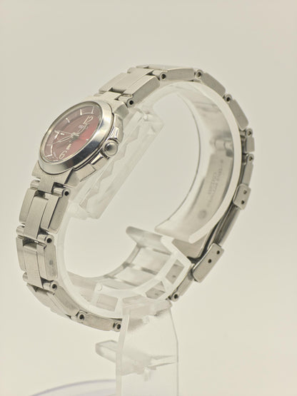 Vintage Seiko Lukia Women's Quartz Burgundy Dial Stainless Steel Watch - 420