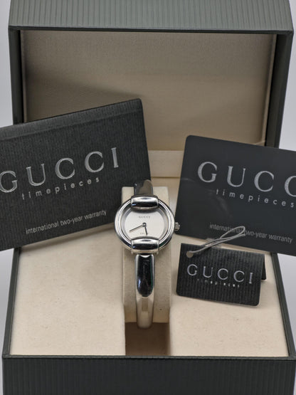 Vintage Gucci Women's Bangle Watch Swiss Quartz Original Box Warranty Card - 353