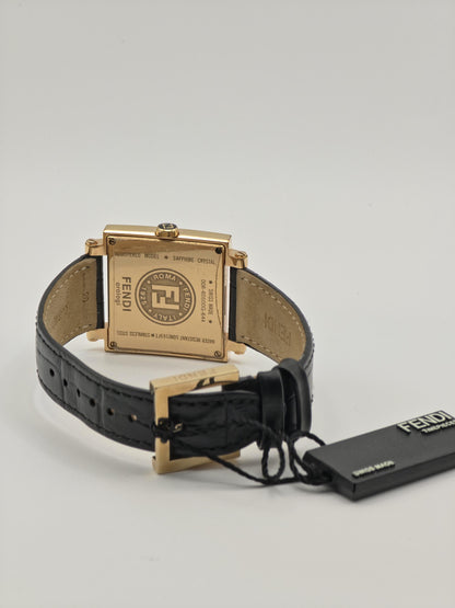 Vintage Fendi Orologi Unisex Quartz Watch Black Dial Gold Tone Case Date - 357